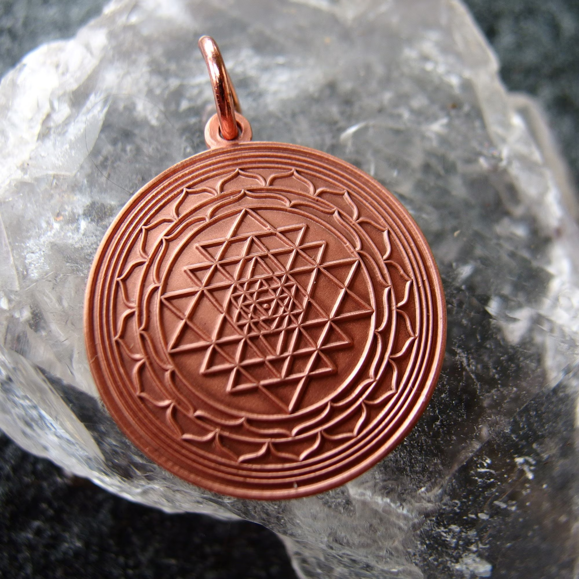 shree yantra copper pendant